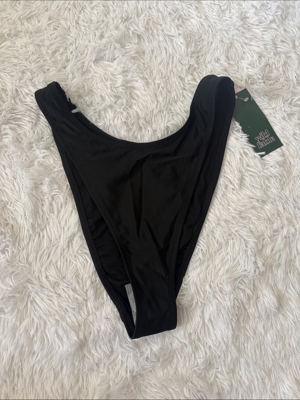 NWT Wild Fable Black Swim Bikini Bottoms Mid Rise Ultra High Leg Super Cheeky S